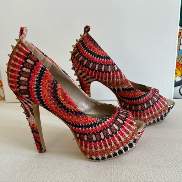 Herstyle Shoes - NWOT Herstyle Y2K 2000s Wild Design Coral Sz8 Stiletto 6in Heels Peep Toe Pumps